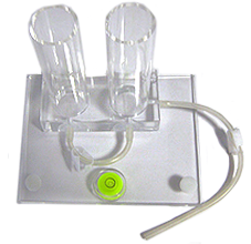 Gradient mixer made from plexiglas for electrophoresis applications.