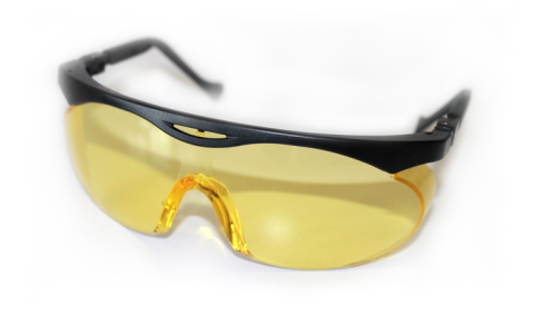 UV eye goggles with yellow filter.
