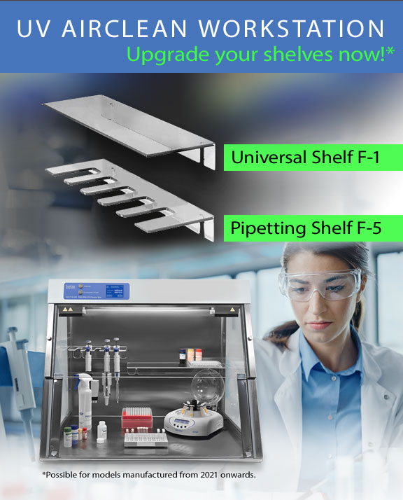 Upgrade of shelfs for PCR workstation uv airclean