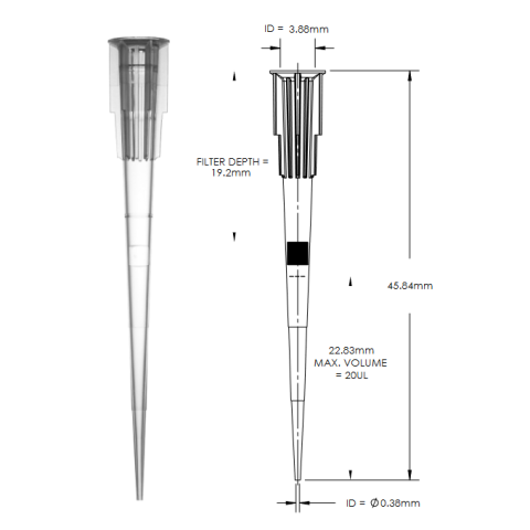 BT-10 XLS Barrier Tips Abmessungen